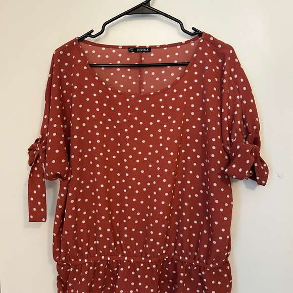 Orange 3/4 Sleeve Relaxed Tie Sleeve Blouse - Picture 1 of 4